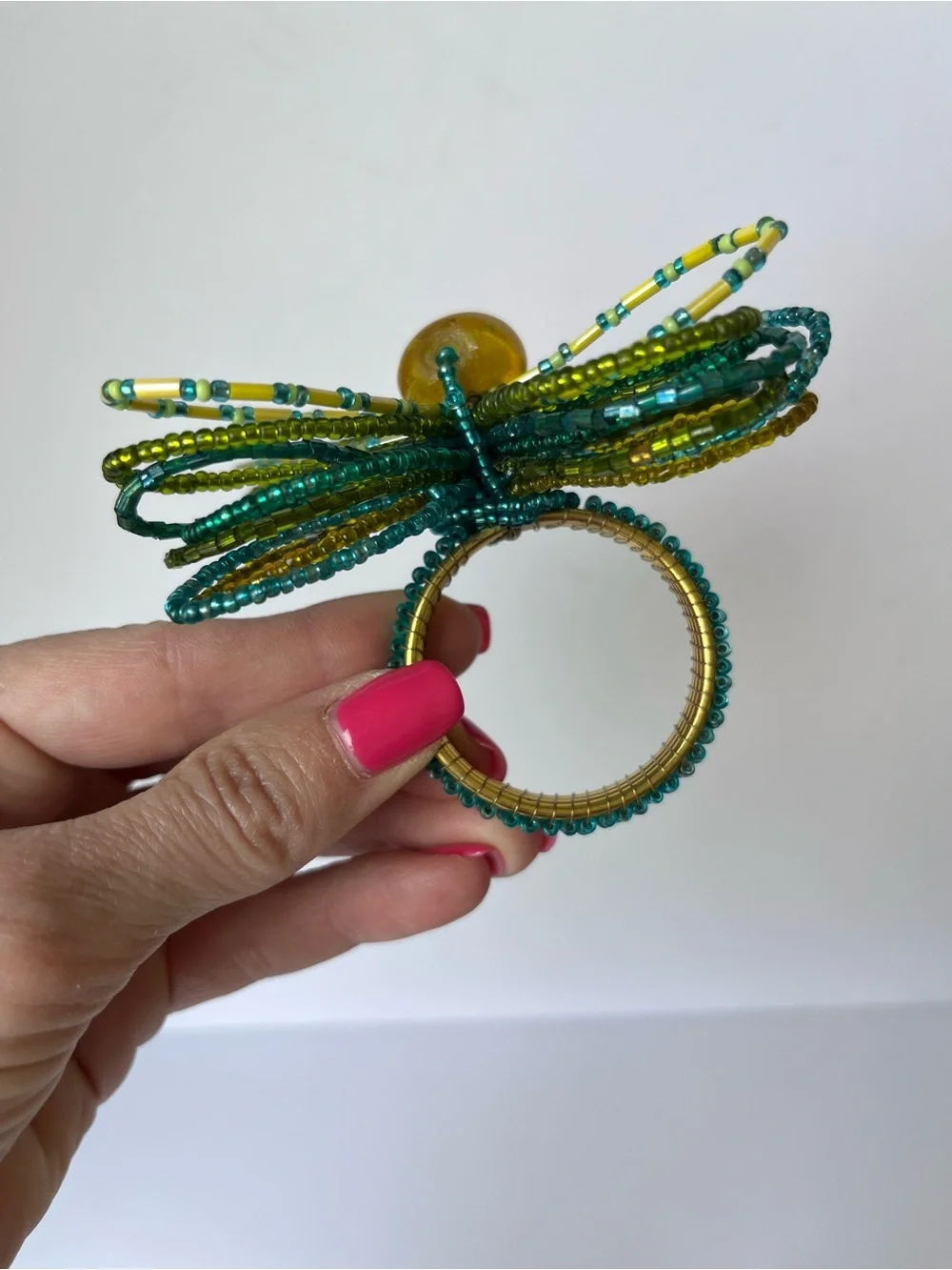 Pier 1 Butterfly Beaded Napkin Ring Set of 4